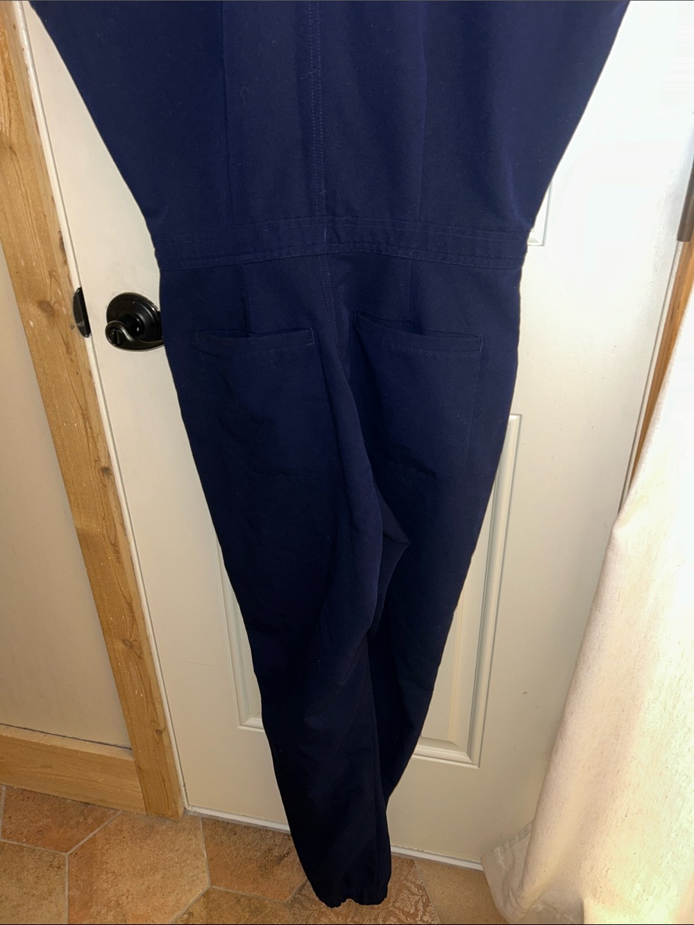 Figs Navy Utility Medical Jumpsuit with Waist Tie - Picture 3 of 5